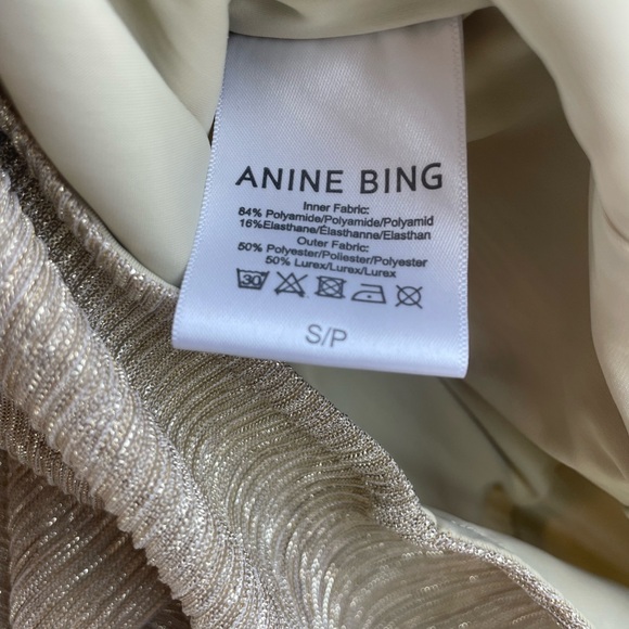 Anine Bing Metallic Gold Lace Up Sleeveless Body Suit Top - Picture 6 of 7